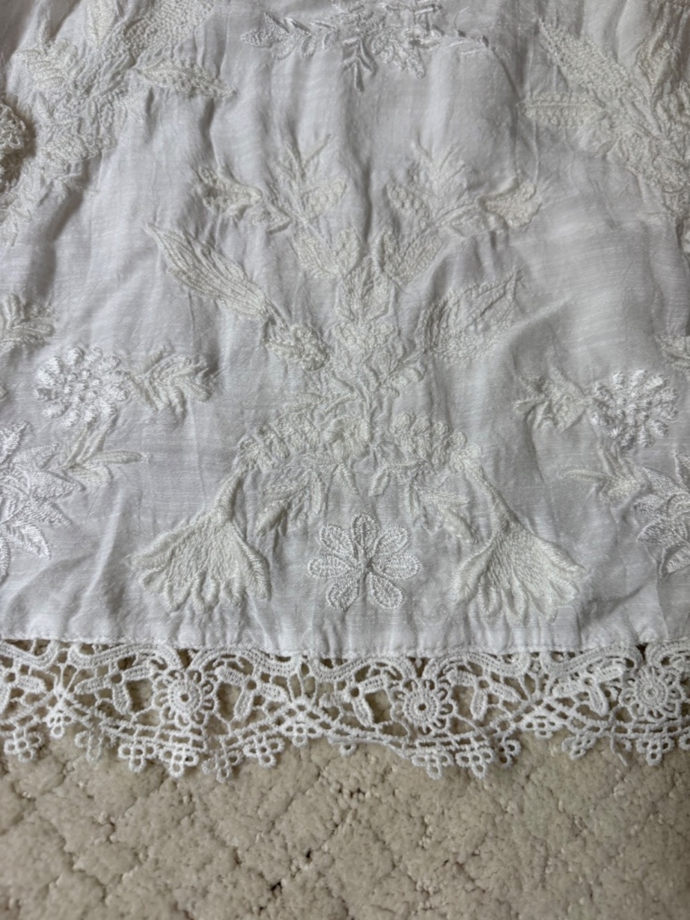 Zara White Embroidered Lace Boho Large Boho Romantic Cottagecore Festival Top - Picture 2 of 5